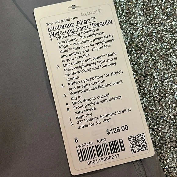 Lululemon Align High-Rise Wide-Leg Pant Regular size 8 NWT
Rhino Grey - Picture 3 of 5